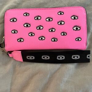 Min and Mon Francis Bubblegum Pink Leather Wallet/wristlet - All Over Eyes